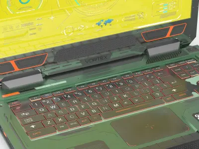  Vortex X9 Sci-Fi Tactical Laptop Opened Green 