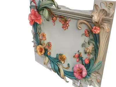 Elegant Floral Wall Decor Relief Panel Low-poly 3D model