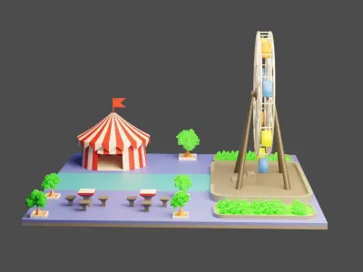 Isometric Ferris Wheel Environment 3D model