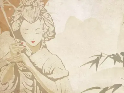 Geisha Parasol Mural Wallpaper Texture Texture