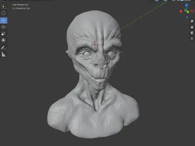 Grey Alien Bust 3D Model 3D model