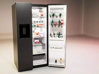 Samsung Refrigerator RS5000DC with inner stuffs Low-poly 3D model