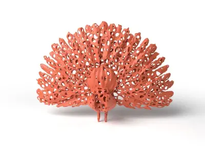 Peafowl Voronoi Low-poly 3D model