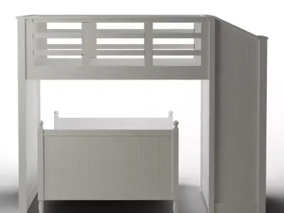 Catalina Twin Stair Loft Square Full Bed Set Simply White Low-poly 3D model