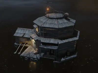 Wooden smugglers house Low-poly 3D model