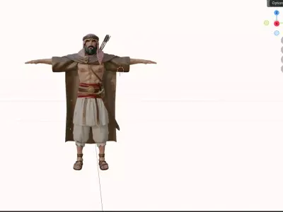 Majestic Arabian Warrior  High-Resolution 3D Model in T-Pose Low-poly 3D model