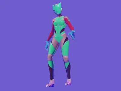 Cat Neon Low-poly 3D model