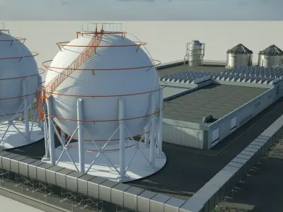 Factory industrial building 3D model 3D model