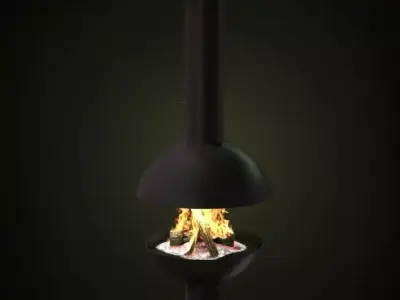 Black Modern Fireplace 3D model