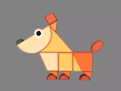 Animal shape blocks - dog toys Low-poly 3D model