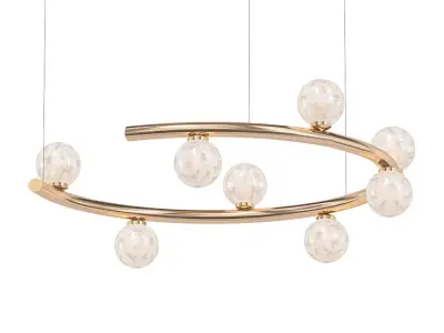 IMERENSE gold chandelier with balls hanging from it 3D model