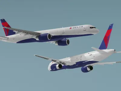  Delta Airlines Boeing 757 Commercial Airliner Rigged for Cinema 4D 