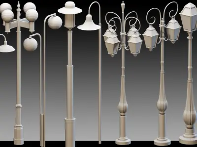 110 Urban Lighting Props- Kitbash- High detail 3d models Low-poly 3D model