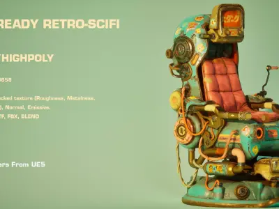 Cyberpunk Dieselpunk Retro Scifi Chair 3D model