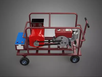SMALL SCALE POWER PLANT MOBILE GENERATOR CART SET GENSET DIESEL 3D model