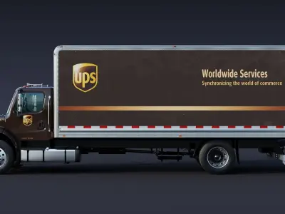 2020 Freightliner M2 106 Box truck UPS Low-poly 3D model