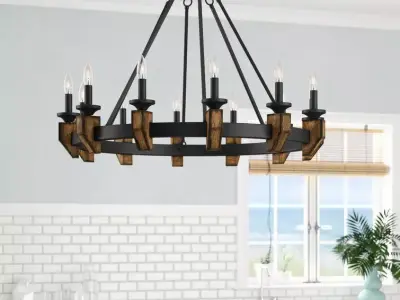 Geraghty Light Candle Style Wagon Wheel Chandelier  3D model