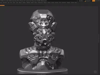 Robot bust 01 3d print model 3D print model