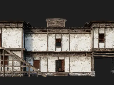 Old House Building 4K Textures GameReady 164 Low-poly 3D model