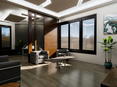  modern and minimalistic workspace 3D model