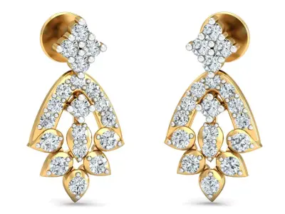 Yellow gold diamond earring-P2 E-15 3D print model