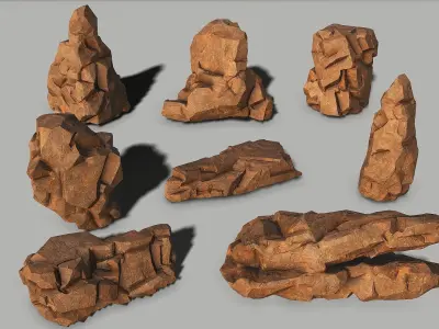 Mountain desert Rocks - 3D Models PBR Pack 04 Low-poly 3D model