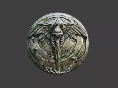 Celestial Winged Emblem Low-poly 3D model