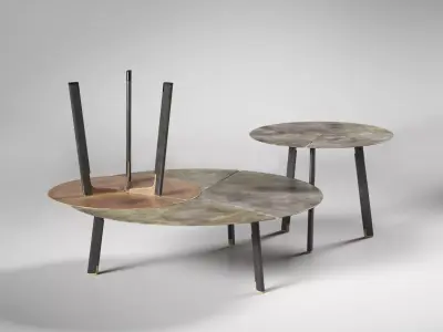Placas coffee table with two legs and circular top 3D model