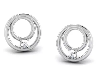 Gold Diamond Women Earring 3D print Model 3D print model 89