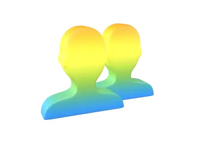 Two People Bust in Silhouette v1 009 Low-poly 3D model