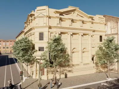 Classic stone facade-Building Classic Facade Element 3D model