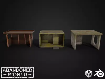 Soviet bus stops Low-poly 3D model