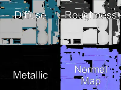 Modern Upholstered Bed Frame Model Pack Low-poly 3D model