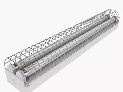 Dual Strip Fluorescent Fixture 3D model