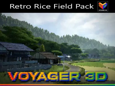 Retro Rice Field Low-poly 3D model