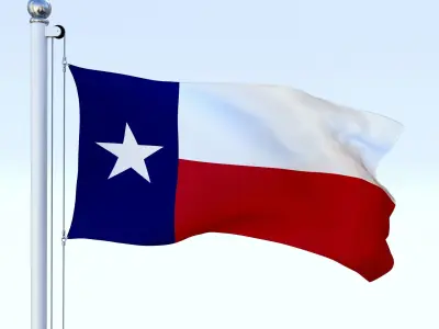 Animated Texas Flag Low-poly 3D model