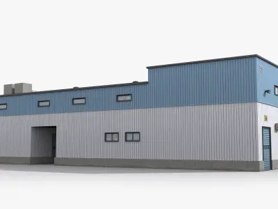 Factory x3 Low-poly 3D model