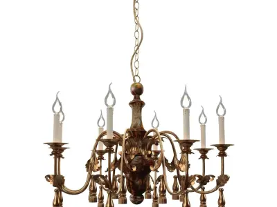 Italian 8 Light Painted Column Chandelier 3D model