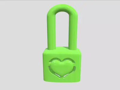 Heart Cutout Padlock Charm 3D Model STL 3D model