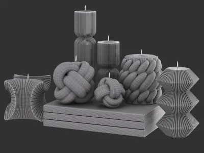 Set of ribbed candles 3D model