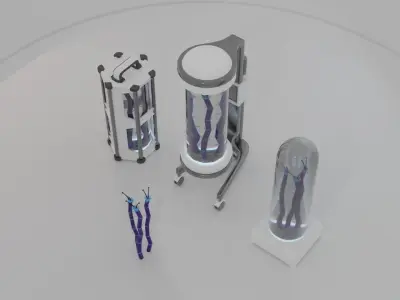 Sci-Fi alien plant with lab containers equipment set K Low-poly 3D model