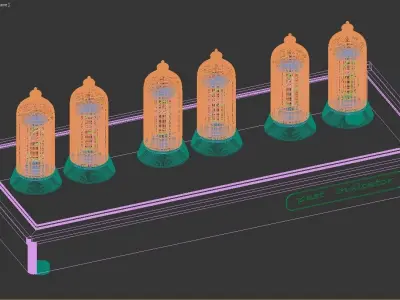 Nixie tube clock  3D model