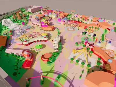 Cartoon theme park amusement park children amusement equipment 3D model