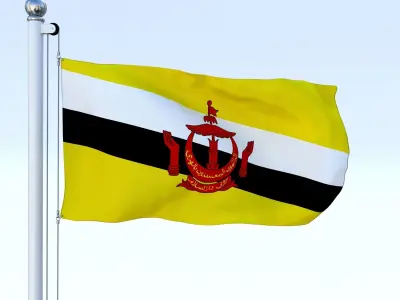 Animated Brunei Darussalam Flag Low-poly 3D model