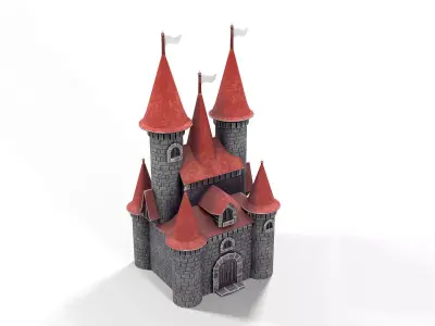 Cartoon Castle 01 PBR Low-poly 3D model