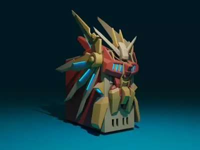 Custom pc case gundam mech cyber style computer lowpoly rgb Low-poly 3D model