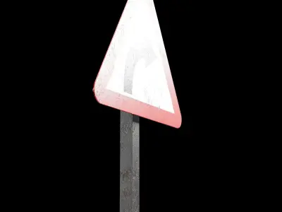 Right hand curve Roadsign Low-poly 3D model