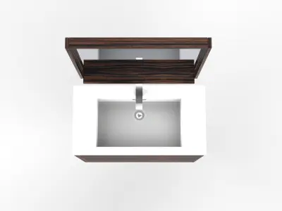 KubeBath Bliss Floor Mount Bathroom Vanity Walnut Low-poly 3D model