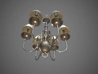 Vintage Chandelier White Low-poly 3D model
