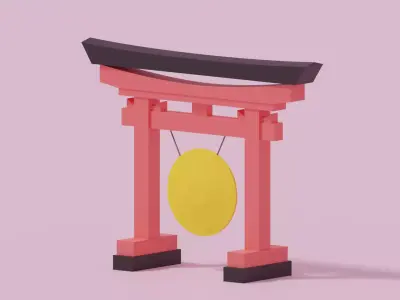 Cartoon Japanese Gong 3D model